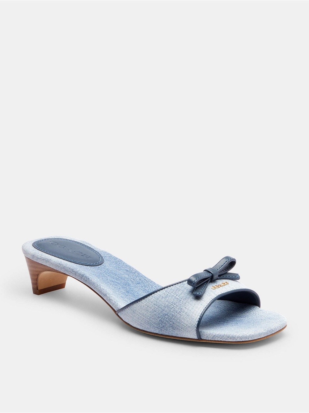COACH Bow Kitten Heel Sandal In Loved Denim